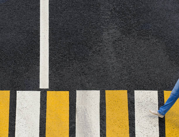 istock Zebra crosswalk on a asphalt road with pedestrian 808531868