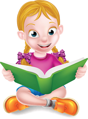 Cartoon Girl Reading Book Stock Illustration - Download Image Now - Book,  Child, Focus On Foreground - iStock