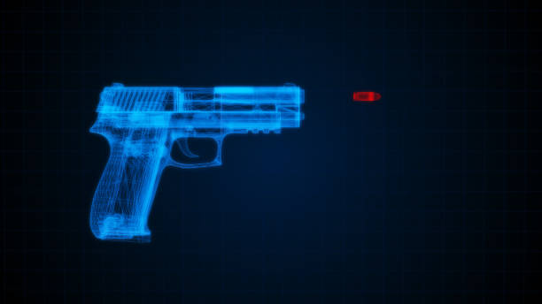 istock 3d illustration of a pistol shooting 808558592