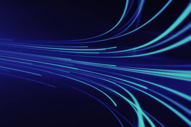 istock Abstract background with animation moving of lines for fiber optic network. 808558996