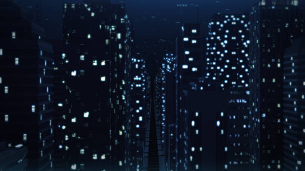 istock Generated computer city, technology and finance background 3d illustration 808559214