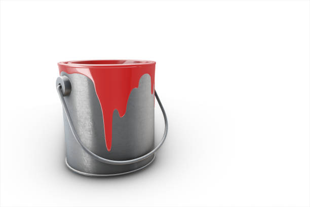 istock Bucket with a sweltering red paint 3d illustration 808562068