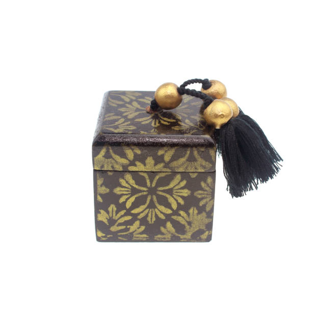 istock A wooden box decorated on a white background. 808562562