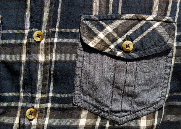 istock Pocket on a checkered shirt, close up 808565684