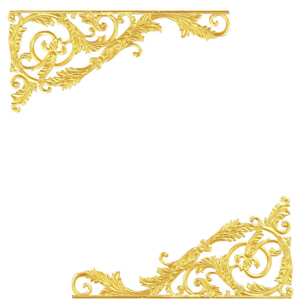 istock Ornament elements, vintage gold floral designs 808571118
