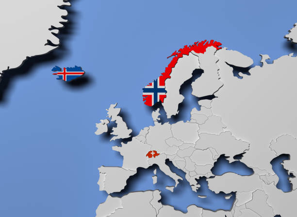 istock European Free Trade Association EFTA 3d render in map 808576382