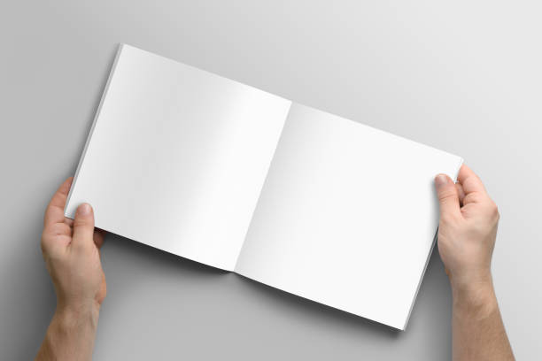 istock Blank square photorealistic brochure mockup on light grey background. 808584194