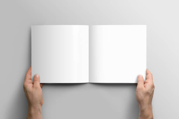 istock Blank square photorealistic brochure mockup on light grey background. 808591156