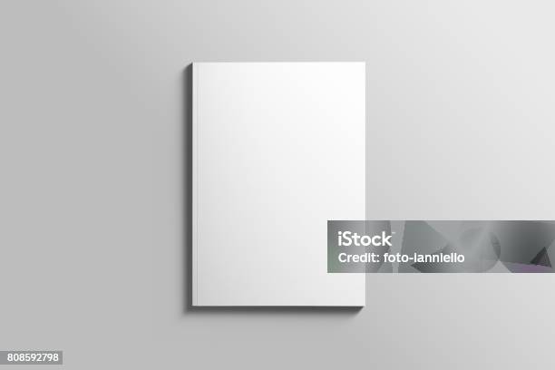 Blank A4 Photorealistic Brochure Mockup On Light Grey Background Stock Photo - Download Image Now