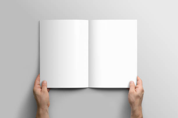 istock Blank A4 photorealistic brochure mockup on light grey background. 808604716