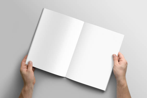istock Blank A4 photorealistic brochure mockup on light grey background. 808610318