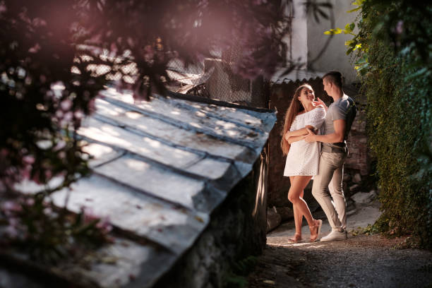 istock Happy young couple lovestory in city 808615838