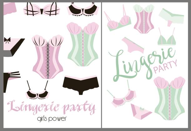 kartu undangan pesta pakaian dalam - beha pakaian dalam ilustrasi stok