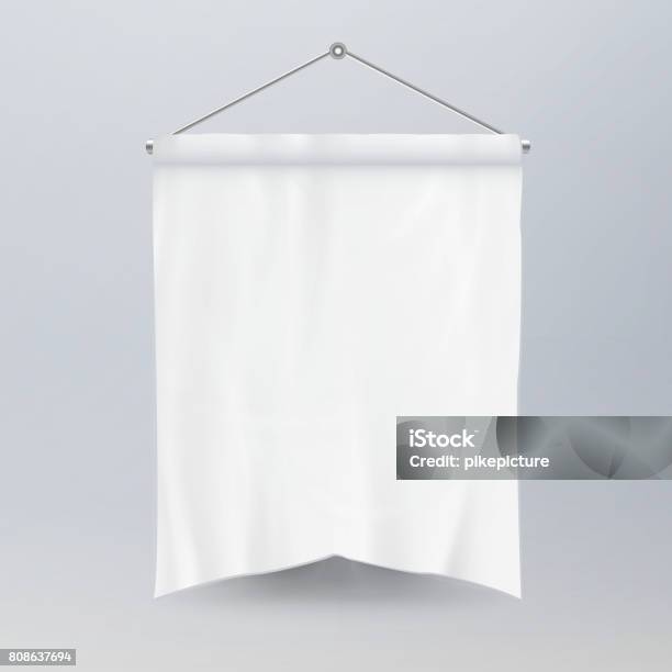 Ilustración de Vector De Plantilla De Banderín Blanco Vacío Banderín 3d Bandera En Blanco Forma Clásica y más Vectores Libres de Derechos de Bandera