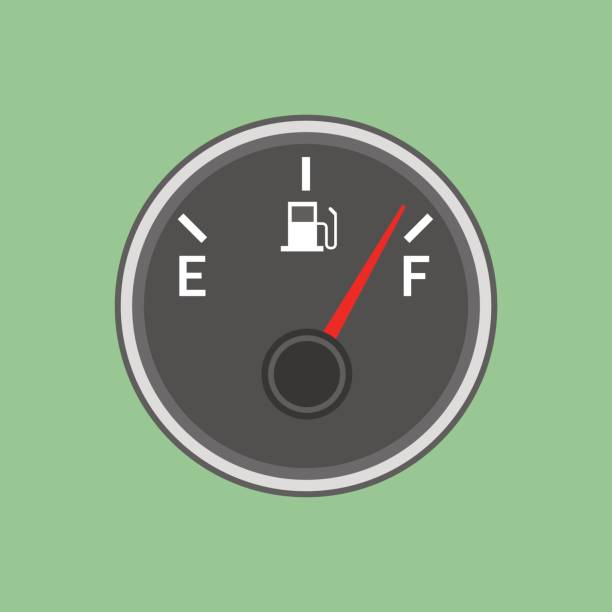 ilustrações, clipart, desenhos animados e ícones de ilustração de sensor de combustível sobre o fundo verde. ilustração vetorial - gas gauge full empty