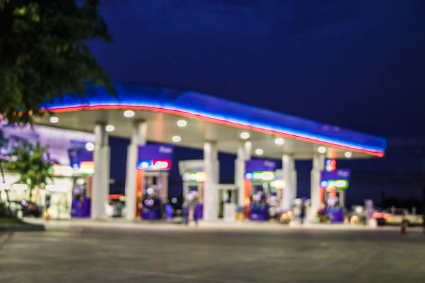 istock The Atmosphere Lighting Blurred in Gas station at night 808705408