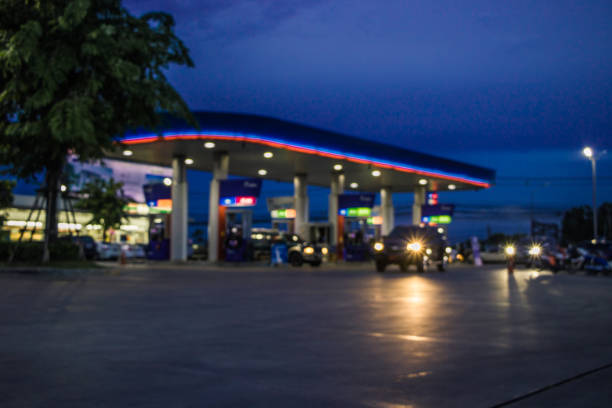istock The Atmosphere Lighting Blurred in Gas station at night 808705452