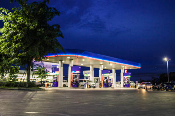istock The Atmosphere Lighting Blurred in Gas station at night 808705474