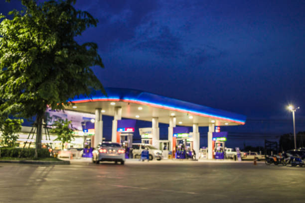 istock The Atmosphere Lighting Blurred in Gas station at night 808705548
