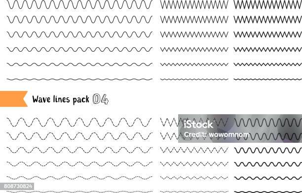 Vektorsammlung Von Verschiedenen Dünne Linie Welle Isoliert Auf Weißem Hintergrund Großset Gewellt Kurvige Und Zickzack Cross Criss Horizontale Linien Stock Vektor Art und mehr Bilder von Einzellinie