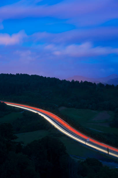 istock Night transport, dynamic business, motorway in Euskadi 808731882