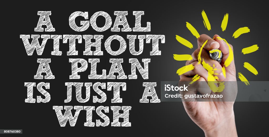 a Goal without a Plan is Just a Wish a Goal without a Plan is Just a Wish blackboard Aspirations Stock Photo