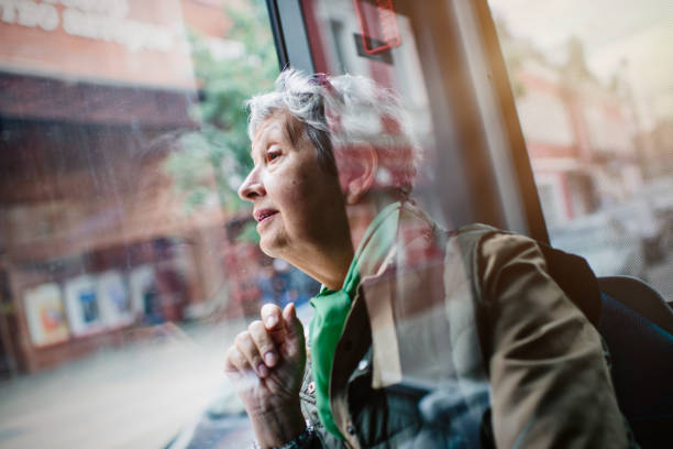 Senior woman in the bus