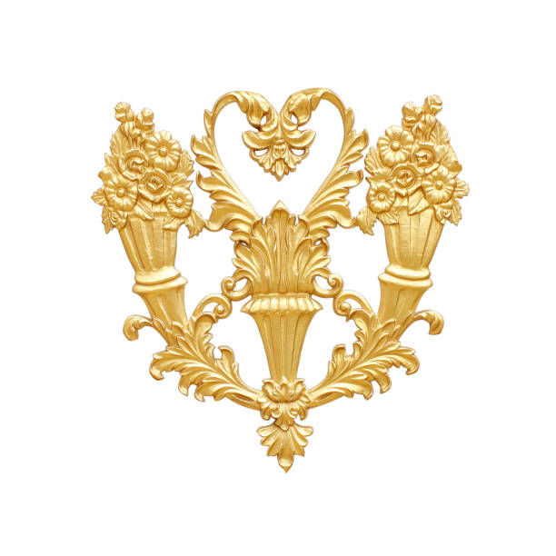 istock Ornament elements, vintage gold floral designs 808765082
