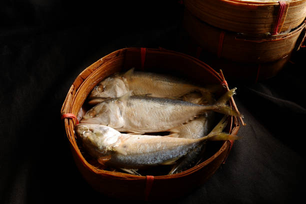 istock pla-too,Thai mackerel,steam fish mackerel in bamboo basket 808765122