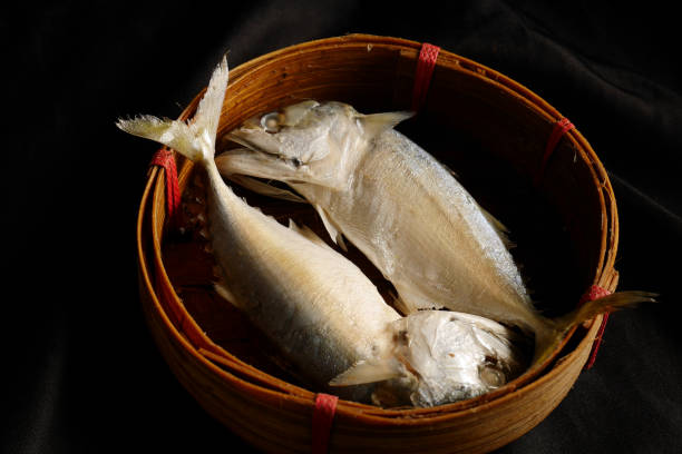 istock pla-too,Thai mackerel,steam fish mackerel in bamboo basket.Close up 808765150