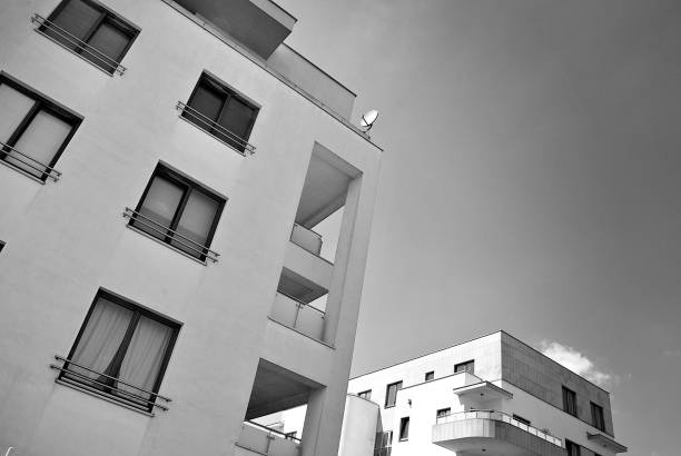 istock Modern, Luxury Apartment Building. Black and white 808770230