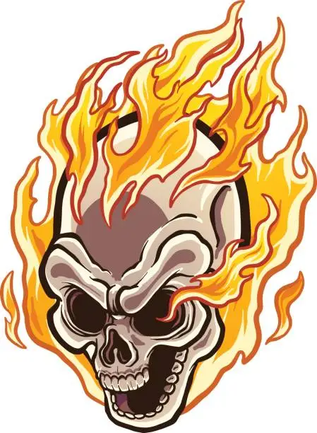 Vector illustration of Flaming skull