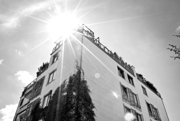 istock Modern, Luxury Apartment Building. Black and white 808773104