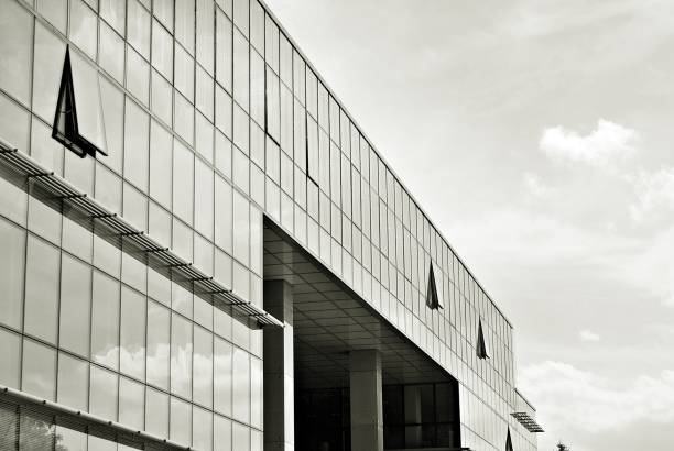 istock Modern business office building exterior. Black and white 808779650