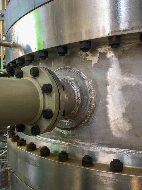 istock Close up of pipe flanges with bolts and nut 808785348