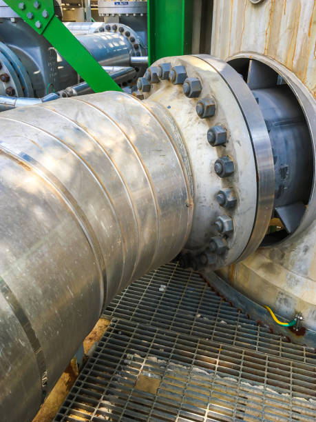 istock Close up of pipe flanges with bolts and nut 808785360