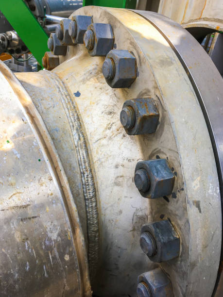istock Close up of pipe flanges with bolts and nut 808785372