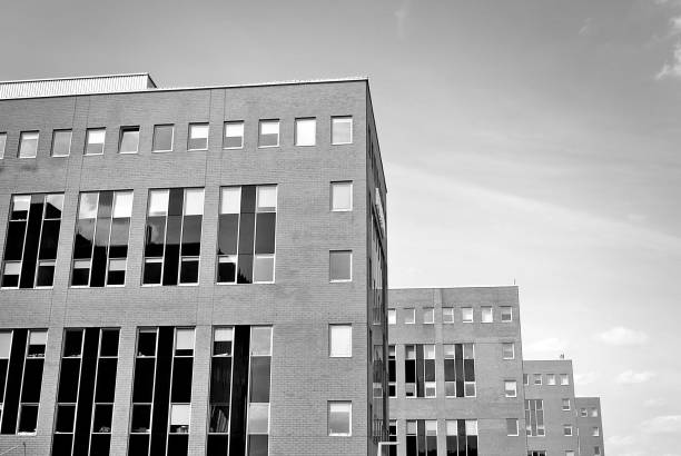 istock Modern business office building exterior. Black and white 808787394