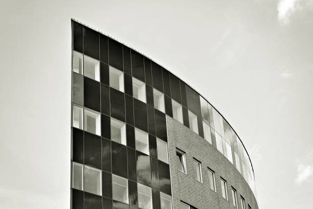 istock Modern business office building exterior. Black and white 808787626