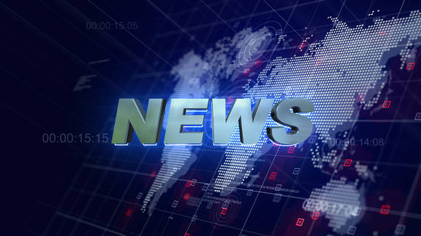 news opening graphics world map blue background - newsflash imagens e fotografias de stock