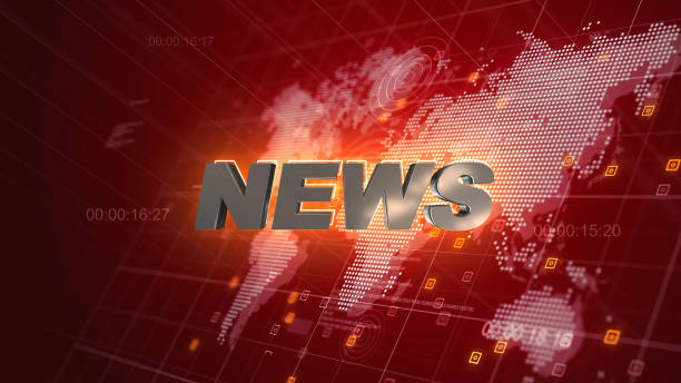 news opening graphics world map red background - newsflash imagens e fotografias de stock