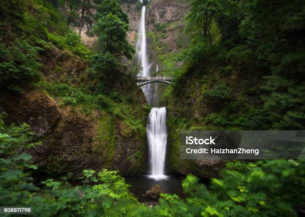 Multnomah Waterfall Near Portland Oregon Stock Photo - Download Image Now - Oregon - US State, Waterfall, Multnomah Falls