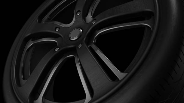 istock Tire Wheel Black Brushed Metal 3D Rendering 808812934