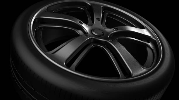 istock Tire Wheel Aluminium Metal 3D Rendering 808813176