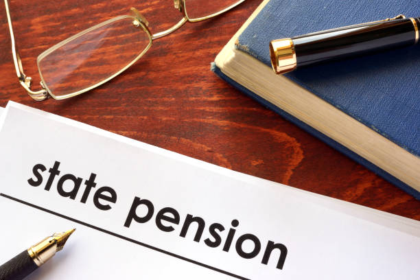 istock Paper with title state pension on a table. 808819760