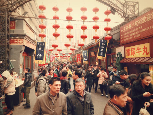 Wangfujing is one of the most famous shopping streets of Beijing, China, located in Dongcheng District. Picture taken in March 2013.