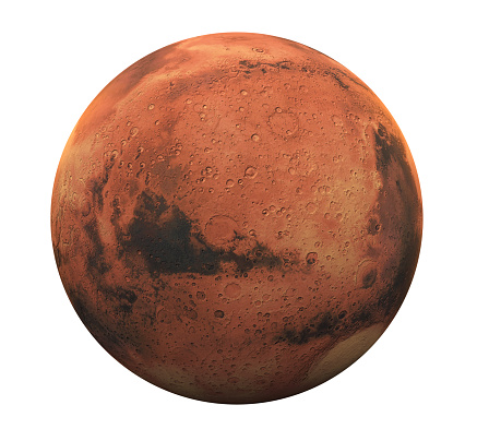 Planet Mars isolated on white background. 3D render