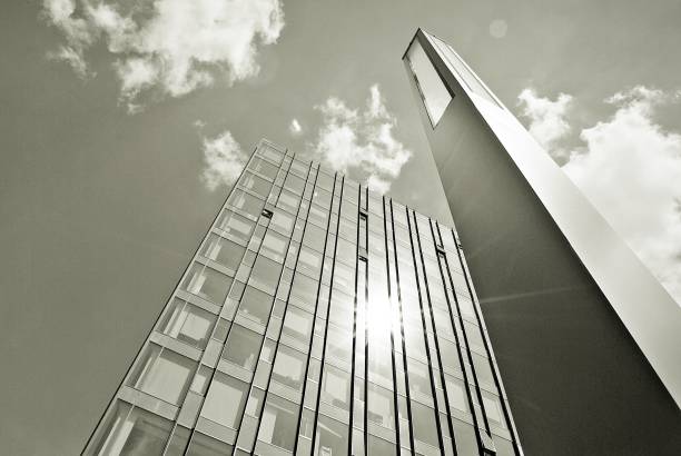 istock Modern business office building exterior. Black and white 808839294