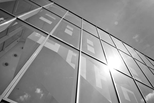istock Modern business office building exterior. Black and white 808846008