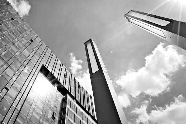 istock Modern business office building exterior. Black and white 808846730